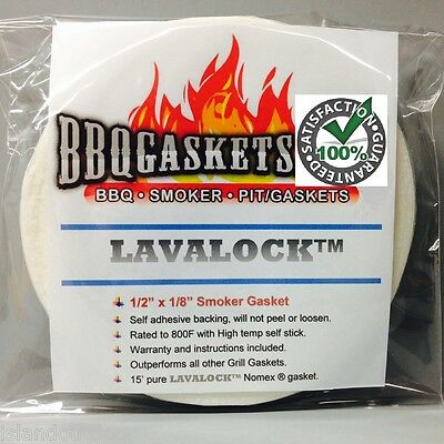 Lavalock ® Grill Gasket 1/2" X 1/8" High Temp Nomex Self Stick Bbq Smoker 15 Ft